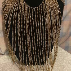 Chic Gold Fringe Necklace